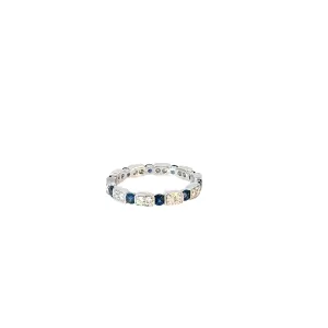 18k White Gold .60ct Round Blue Sapphire and .30ct G VS2 Round Diamond  ring