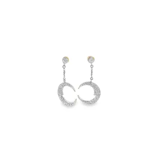 18K WHITE GOLD .75CT  F VS2 1/2 MOON EARRING