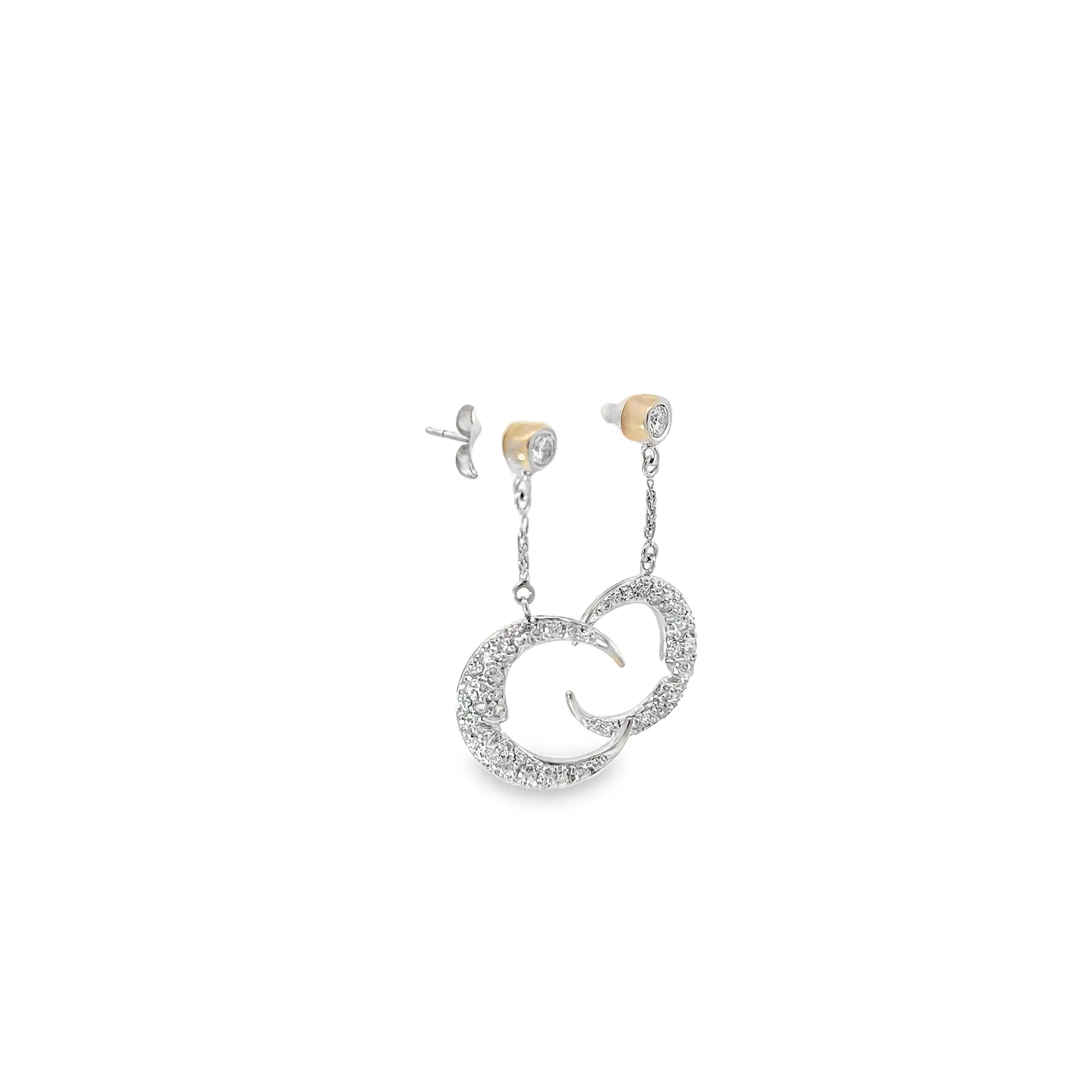 18K WHITE GOLD .75CT  F VS2 1/2 MOON EARRING