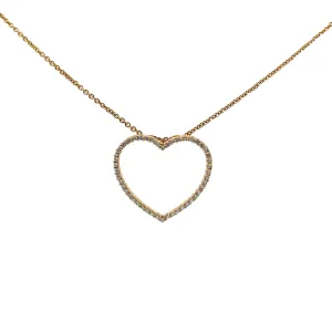 18k Yellow Gold .50ct H VS2 Round Diamond Heart Necklace