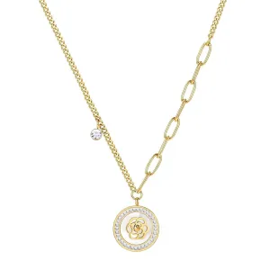 18k Yellow Gold Rose in a Shell Pendant Necklace