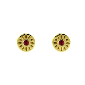 18k Yellow Gold Ruby Earrings Timeless