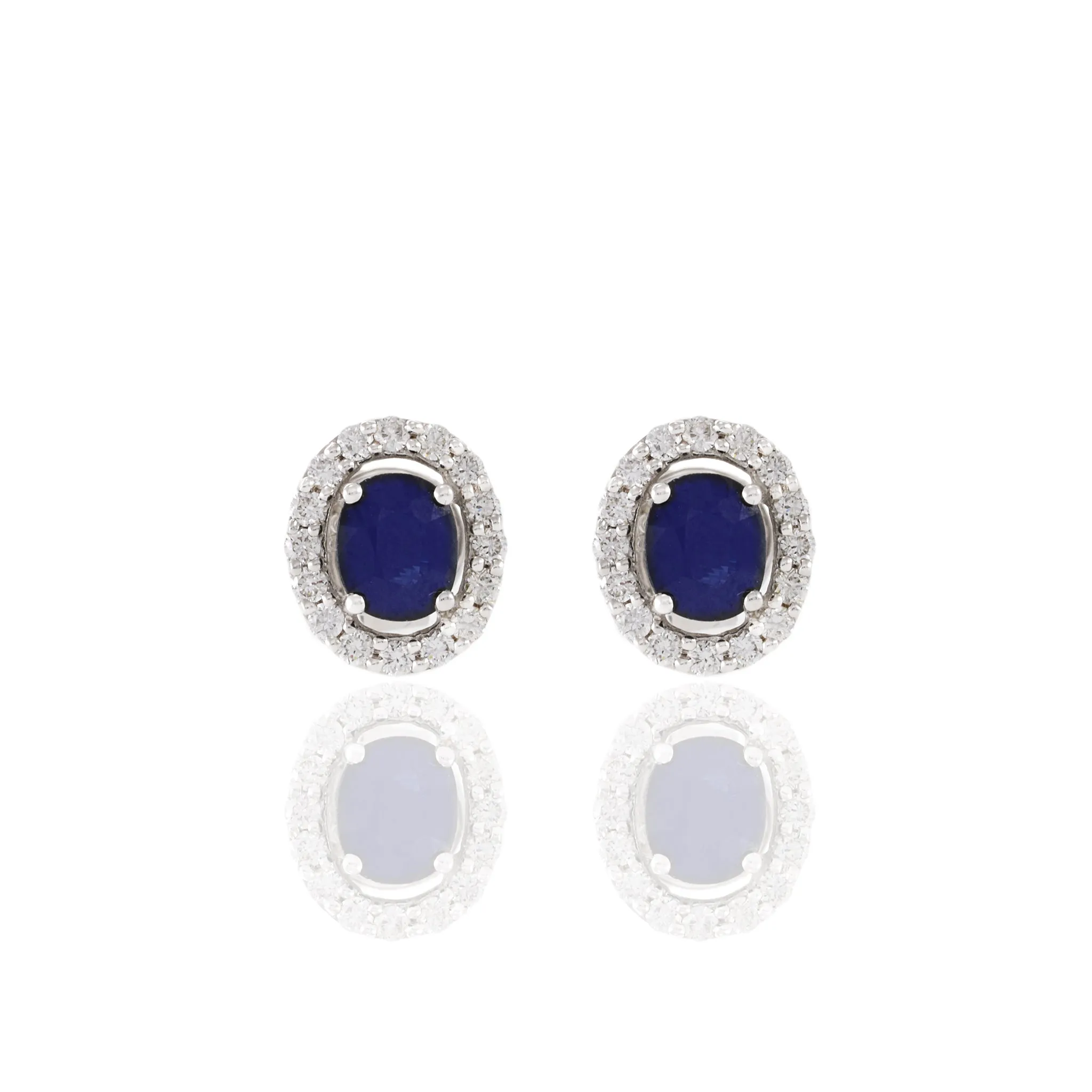 18KT White Gold Sapphire And Diamond Earrings