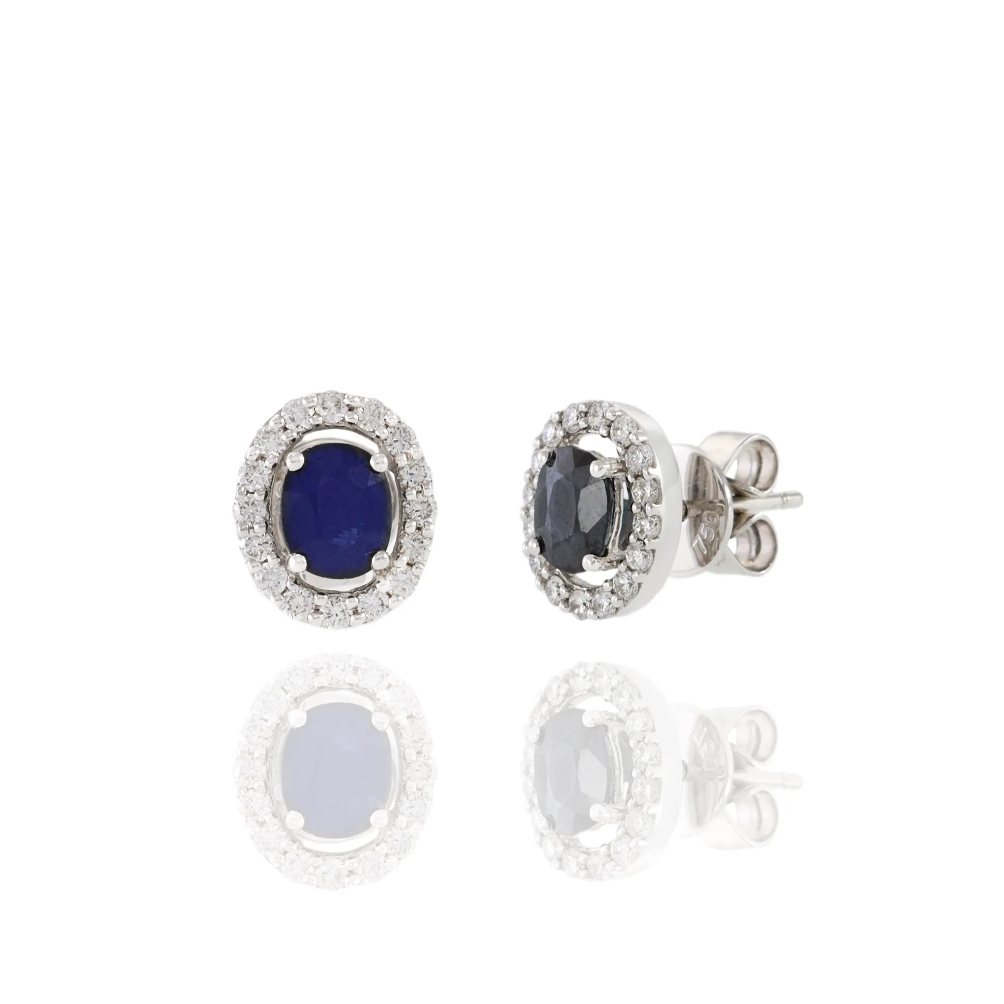 18KT White Gold Sapphire And Diamond Earrings