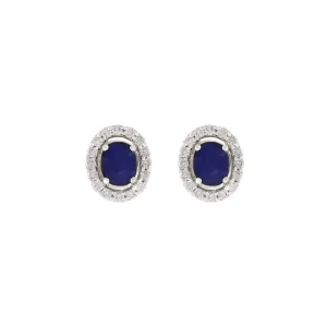 18KT White Gold Sapphire And Diamond Earrings