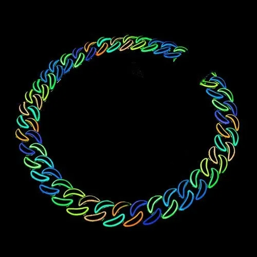 18mm Miami Cuban Glow in the dark with Lab-Created Moissanite Sterling Silver Necklace Chain -M520259