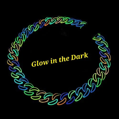 18mm Miami Cuban Glow in the dark with Lab-Created Moissanite Sterling Silver Necklace Chain -M520259