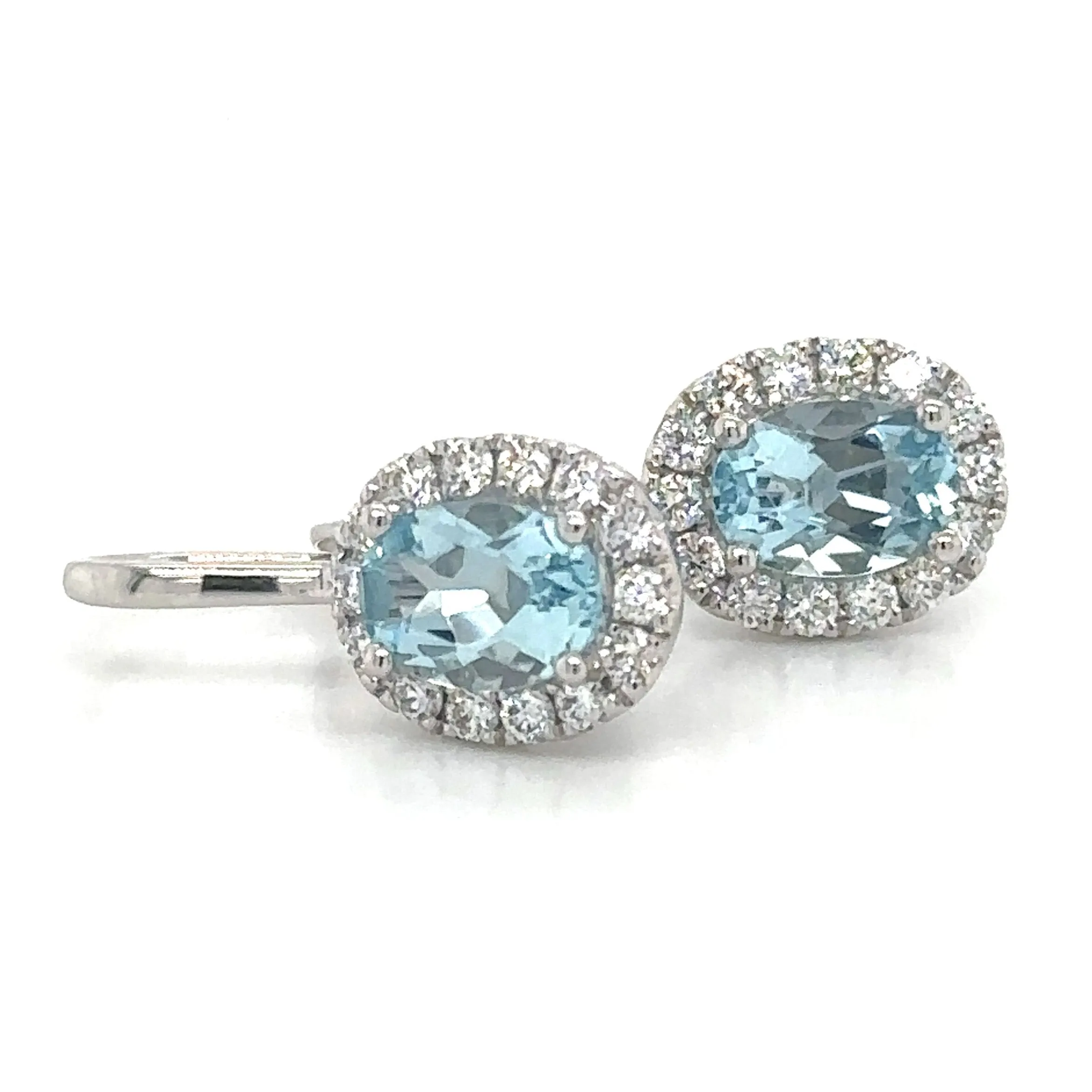 1.93ct tw Aquamarine Oval-cut and Diamond Drop Earrings