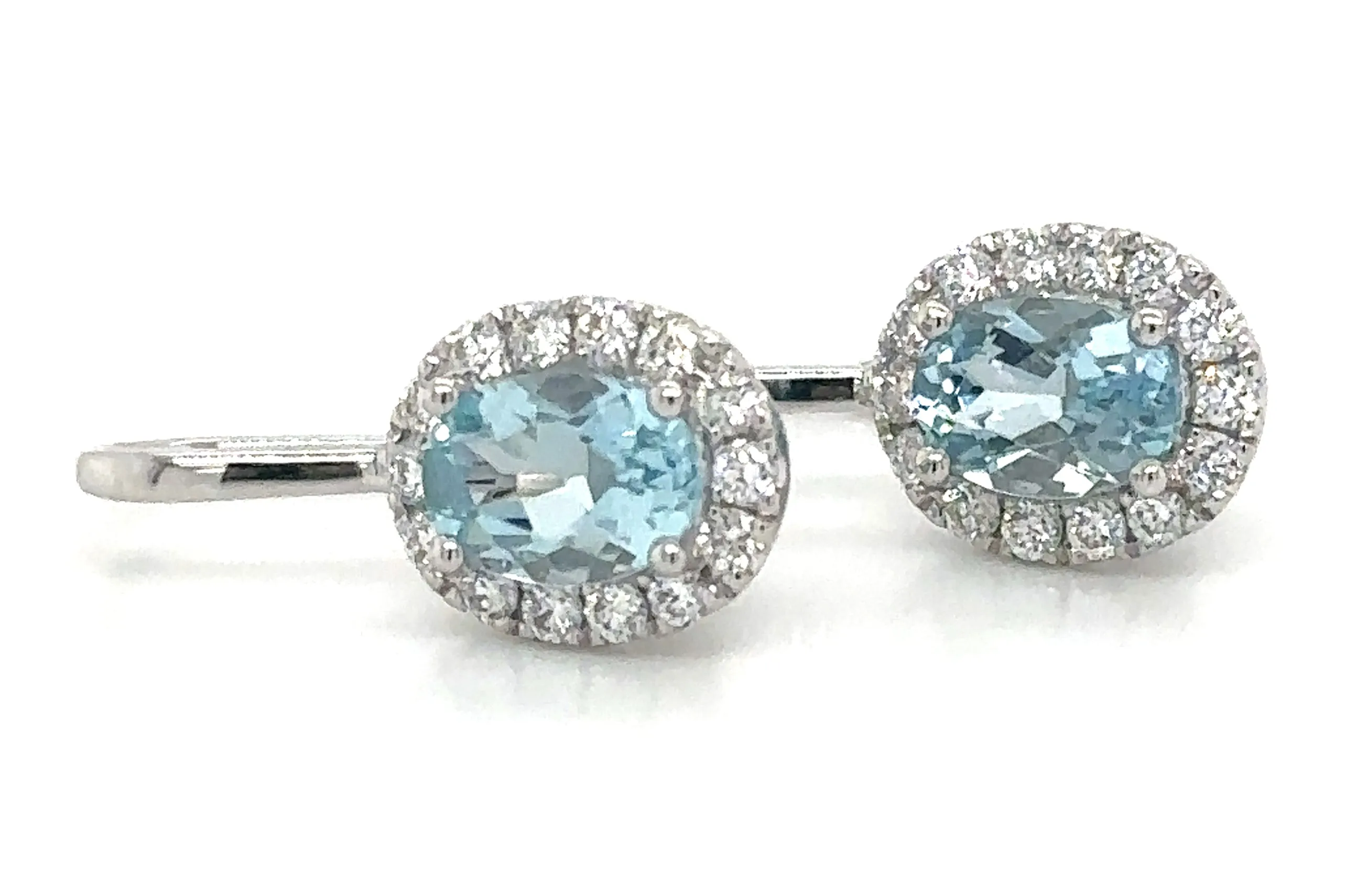 1.93ct tw Aquamarine Oval-cut and Diamond Drop Earrings