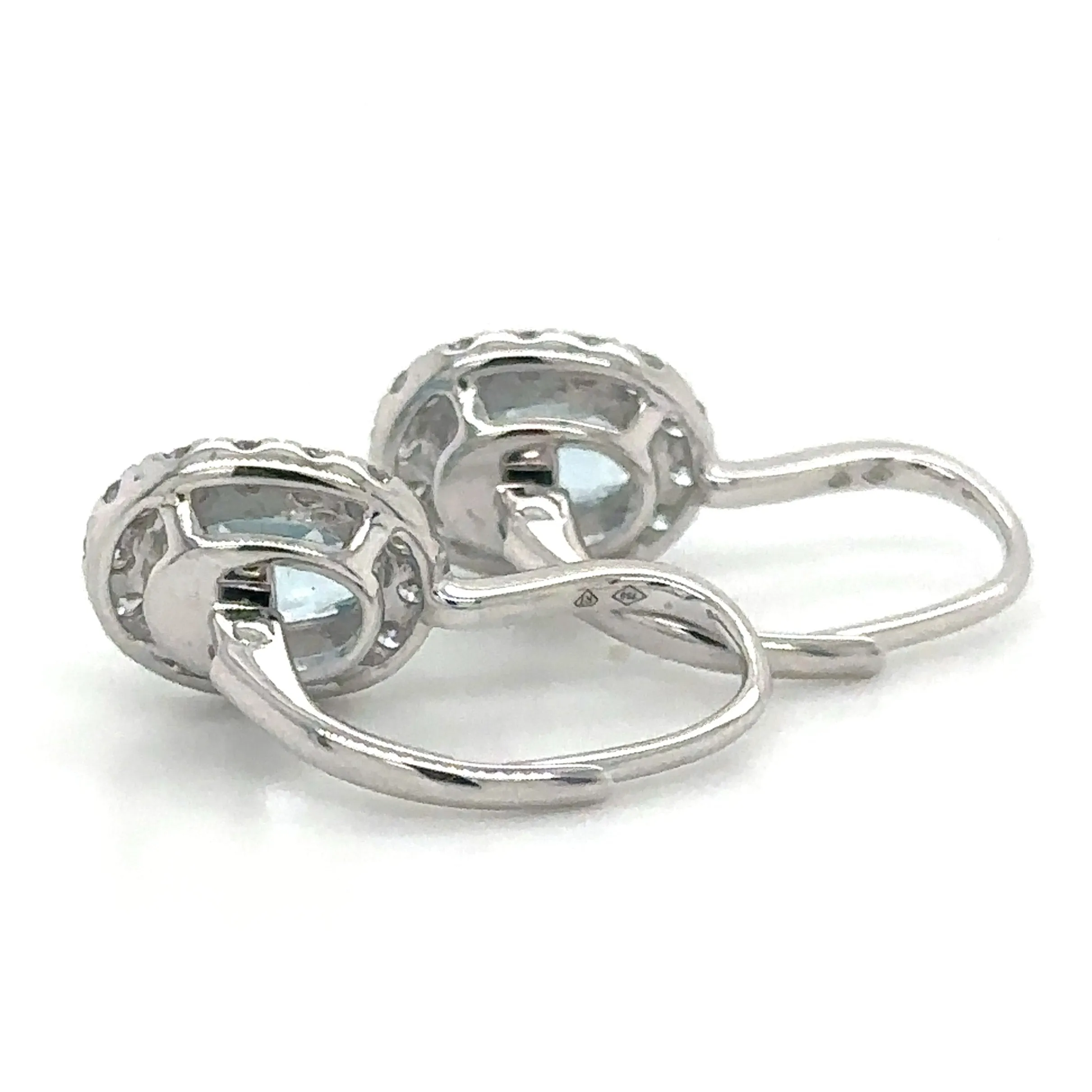 1.93ct tw Aquamarine Oval-cut and Diamond Drop Earrings
