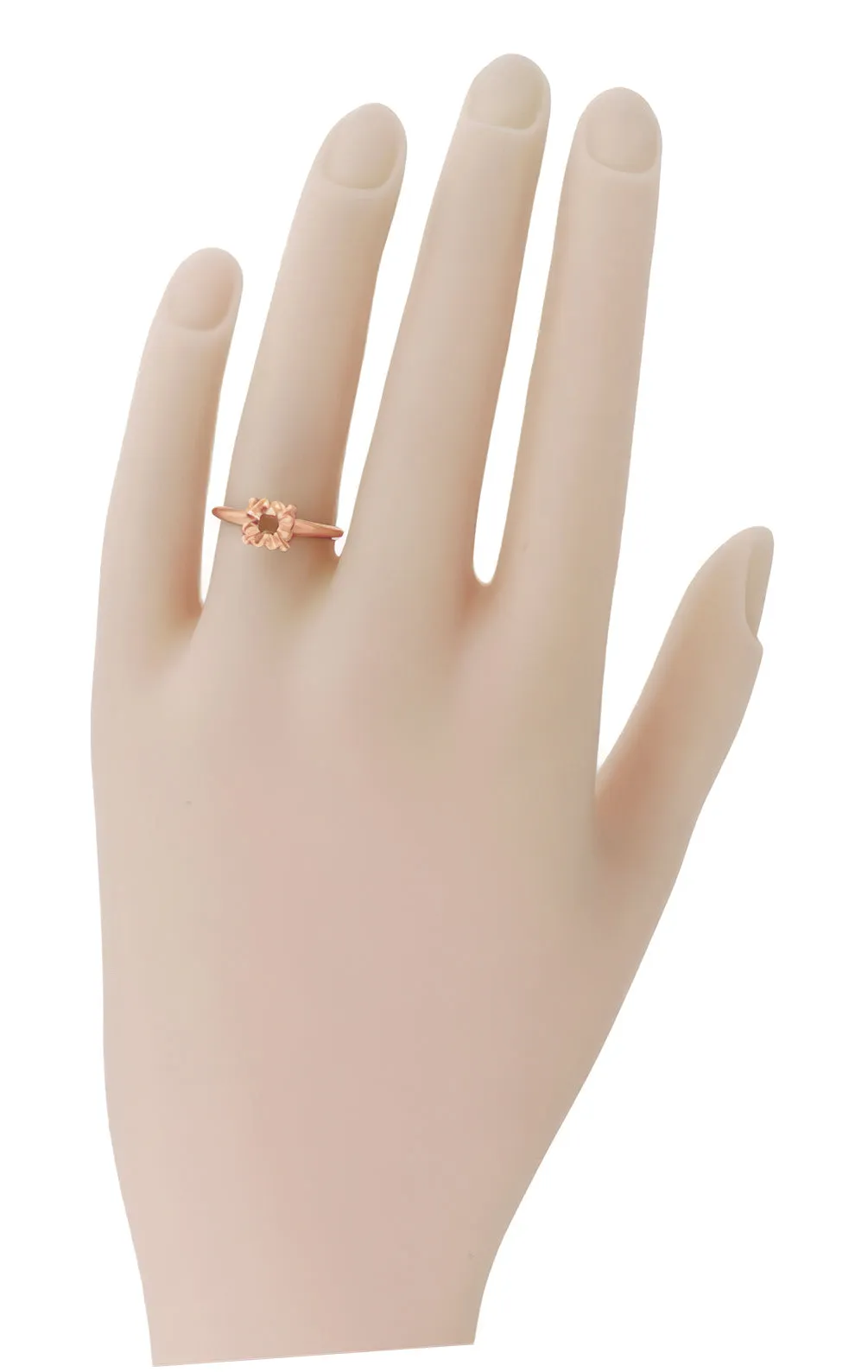 1940's Retro Modern Box Illusion Ring Setting in 14 Karat Rose Gold for a 0.20 - 0.50 Carat Round Diamond