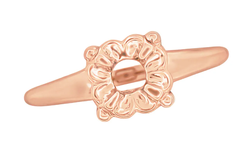 1940's Retro Modern Box Illusion Ring Setting in 14 Karat Rose Gold for a 0.20 - 0.50 Carat Round Diamond