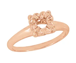 1940's Retro Modern Box Illusion Ring Setting in 14 Karat Rose Gold for a 0.20 - 0.50 Carat Round Diamond