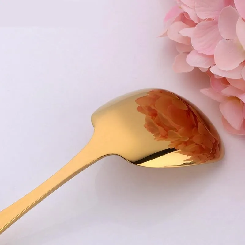 1PC Stainless Steel Flat Square Spoon Ladle Kitchen Tableware