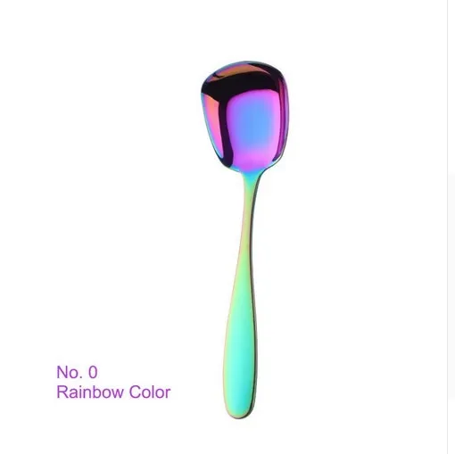 1PC Stainless Steel Flat Square Spoon Ladle Kitchen Tableware