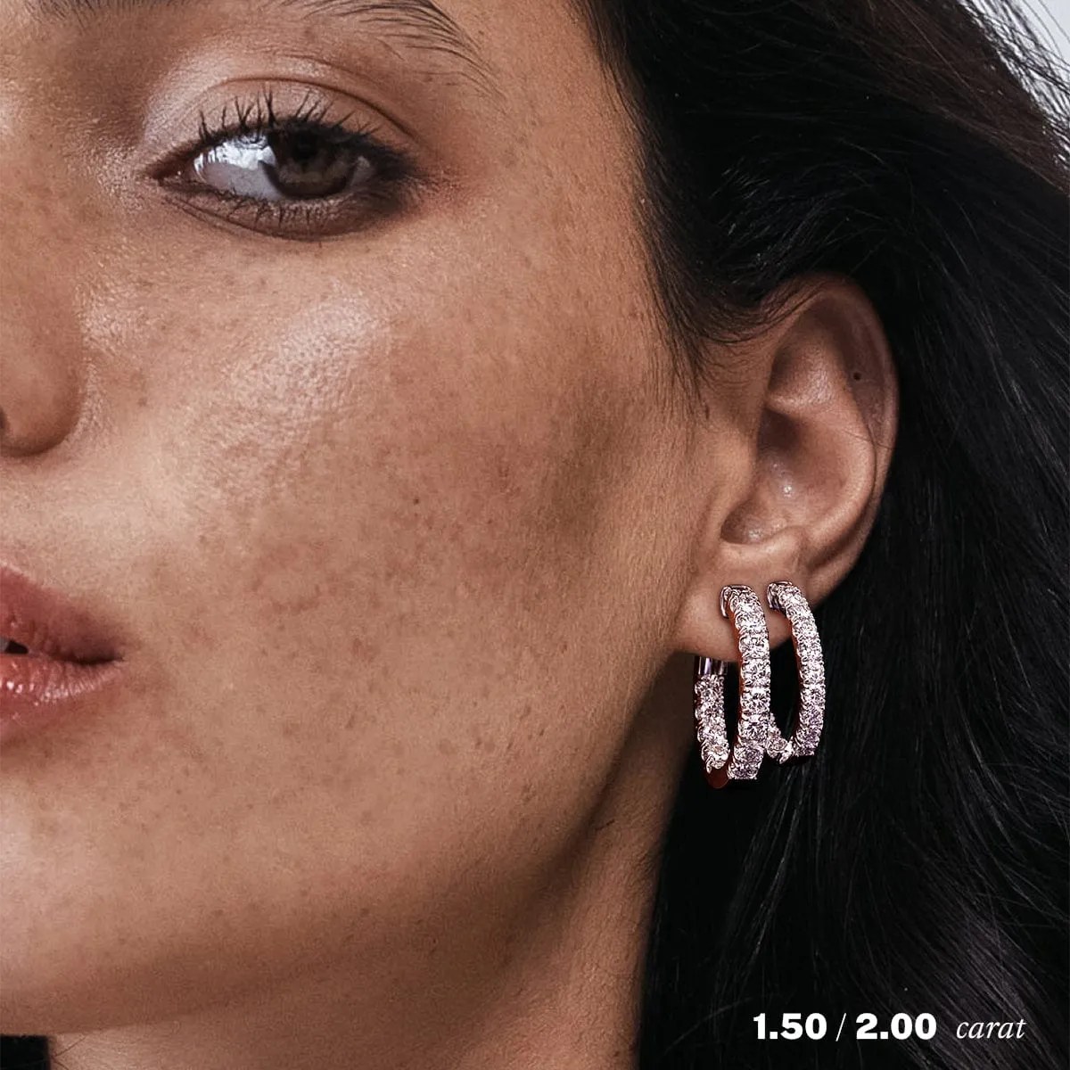 2 carat Single Diamond Hoop Earring