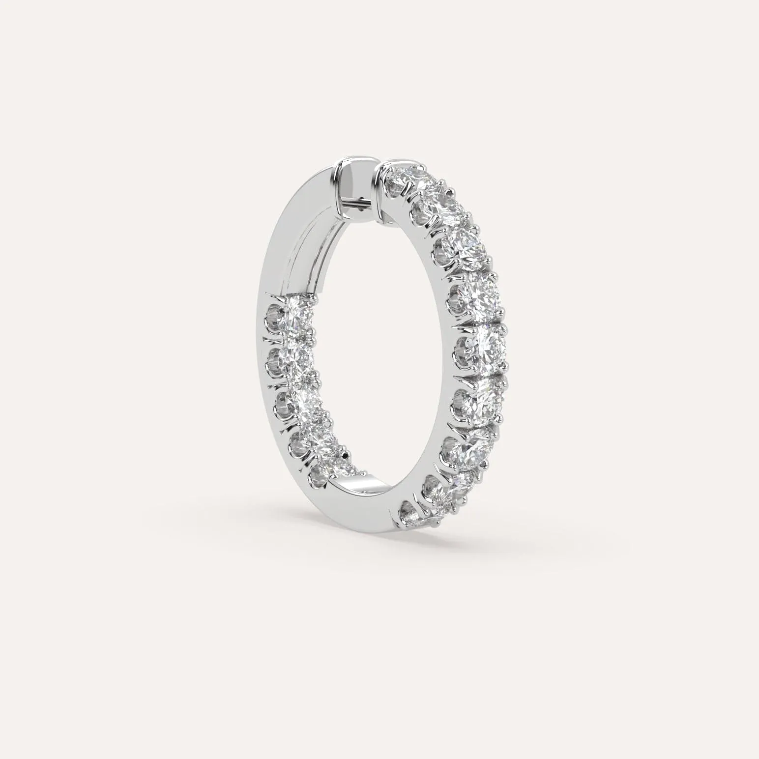2 carat Single Diamond Hoop Earring