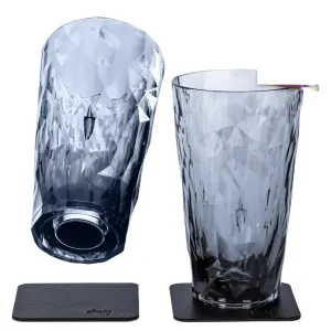 2 x Magnetic Plastic Glass Longdrink Grey By Silwy
