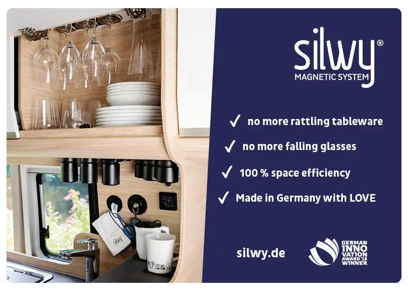 2 x Magnetic Plastic Glass Longdrink Grey By Silwy