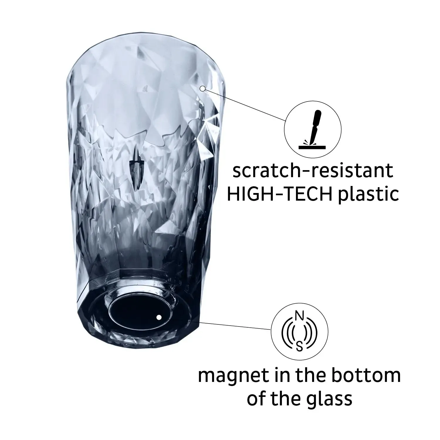 2 x Magnetic Plastic Glass Longdrink Grey By Silwy
