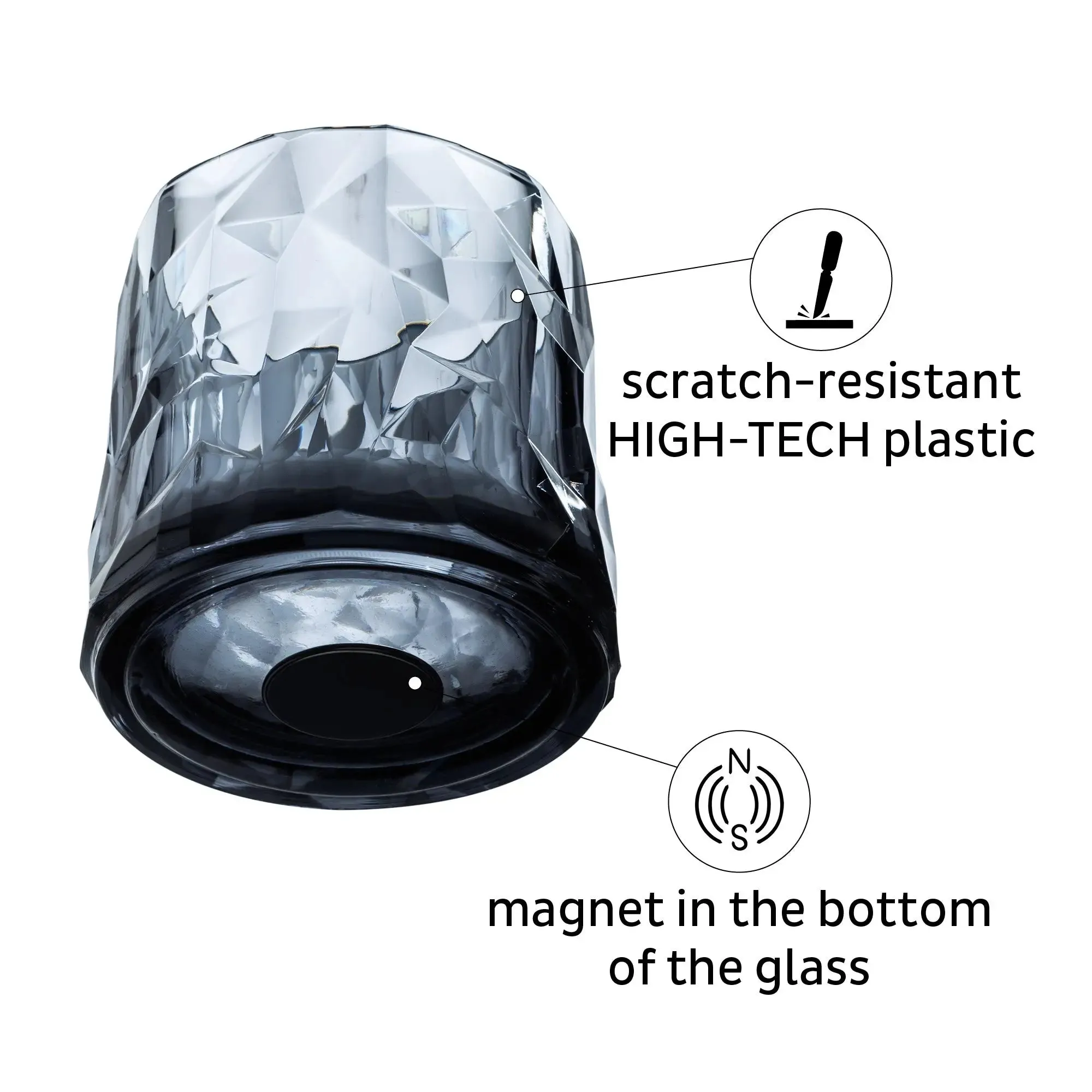 2 x Magnetic Plastic Glass Tumbler Grey By Silwy