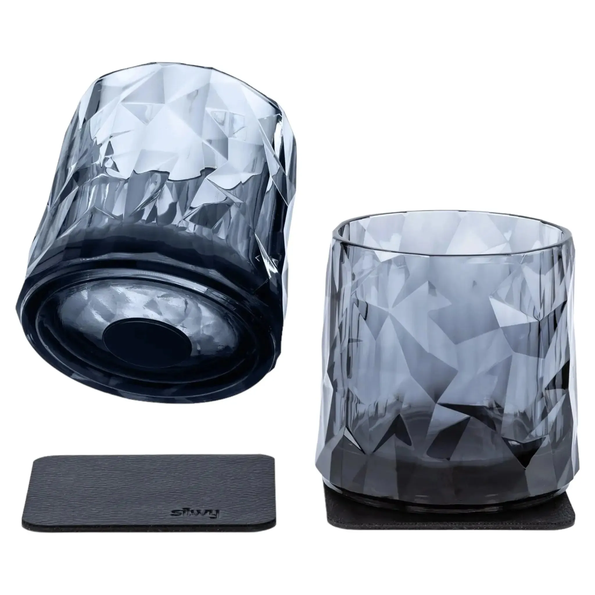 2 x Magnetic Plastic Glass Tumbler Grey By Silwy
