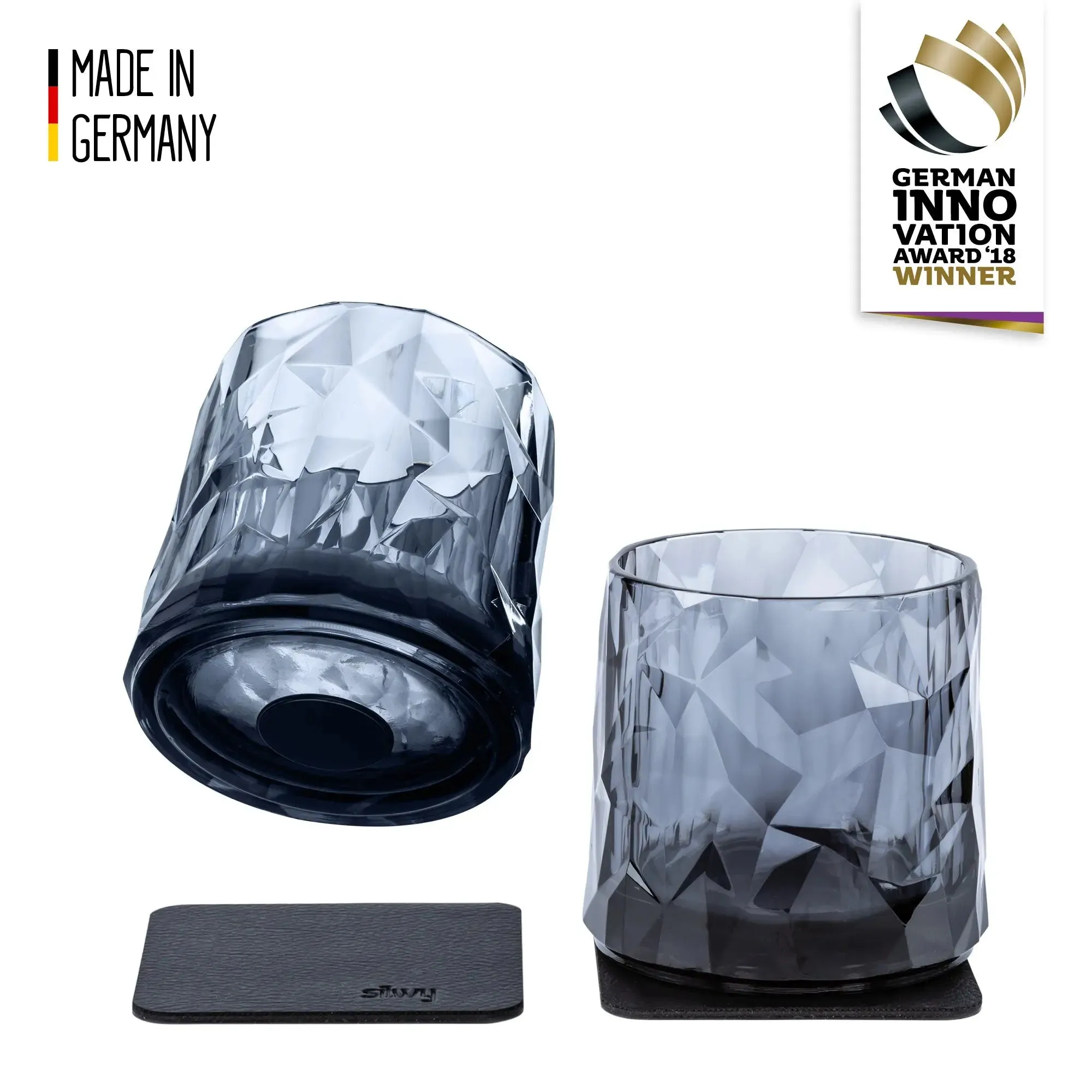 2 x Magnetic Plastic Glass Tumbler Grey By Silwy
