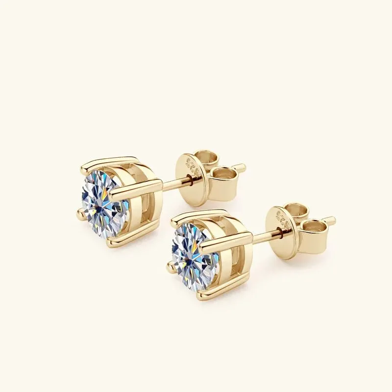 2.0 Ct Round Diamond Stud Earrings