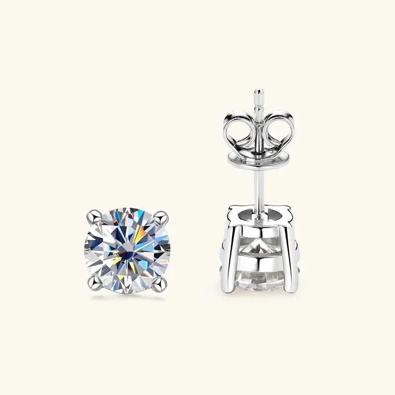 2.0 Ct Round Diamond Stud Earrings