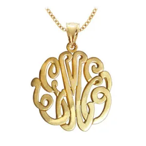 24K Gold Plated Script Monogram Necklace