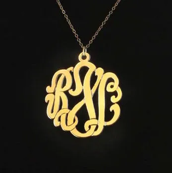 24K Gold Plated Script Monogram Necklace