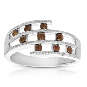 2/5 cttw Three Row Red Diamond Engagement Ring in 14K White Gold