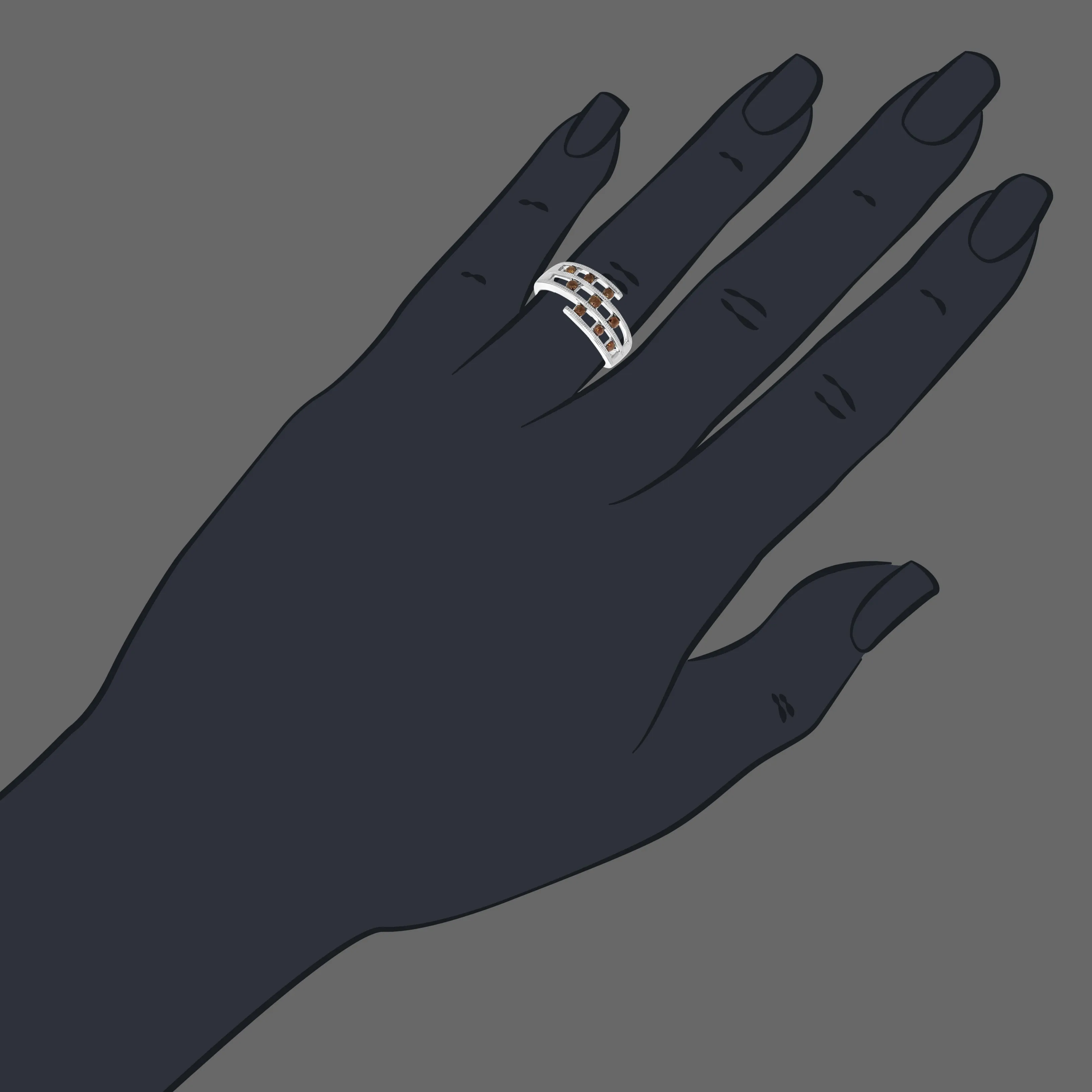 2/5 cttw Three Row Red Diamond Engagement Ring in 14K White Gold