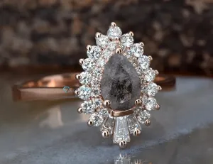 2.6 carat salt and pepper diamond ring- Engagement Rings 14k 18k rose gold