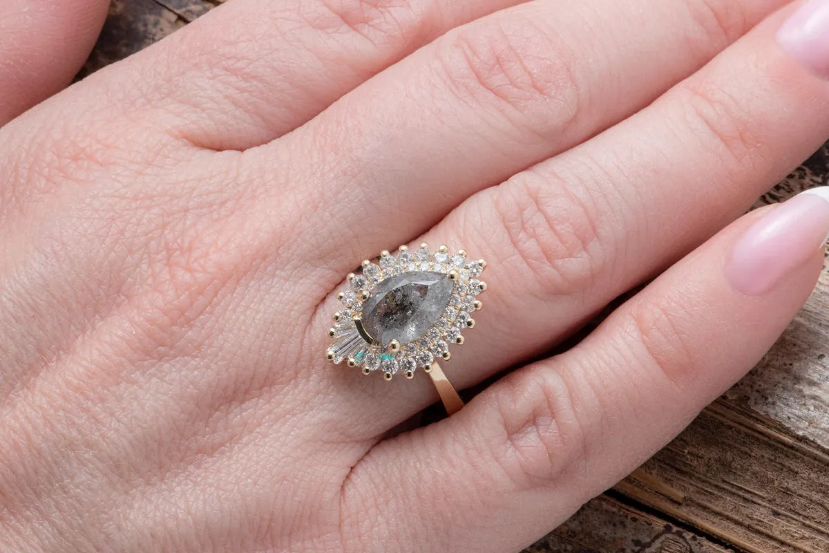 2.6 carat salt and pepper diamond ring- Engagement Rings 14k 18k rose gold