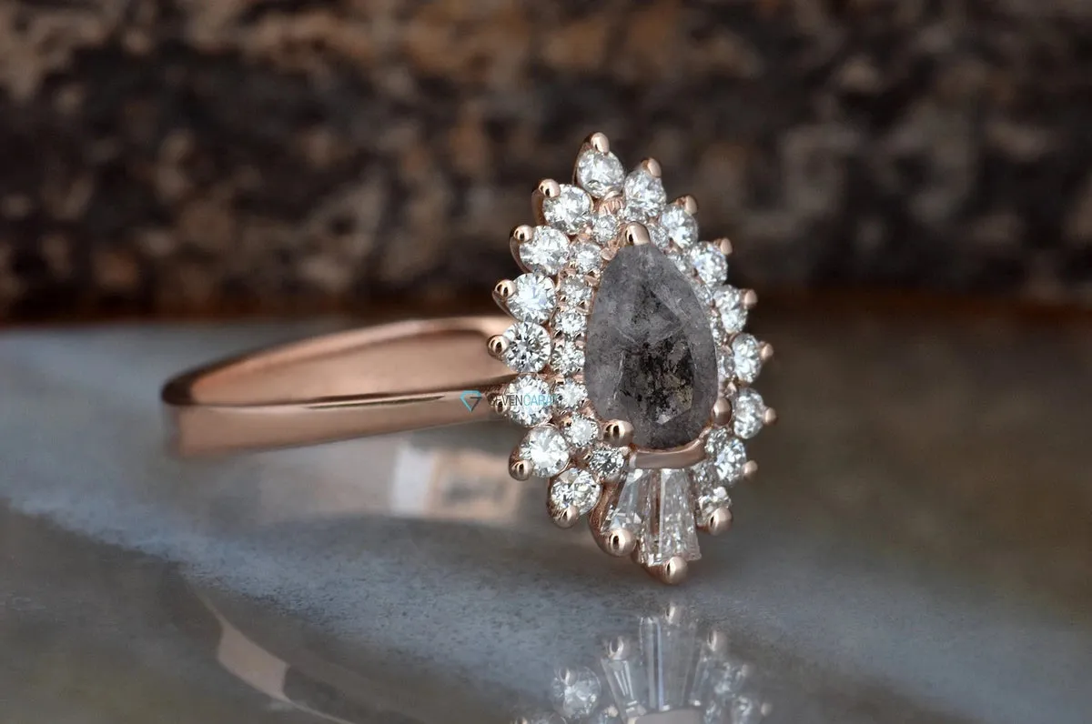 2.6 carat salt and pepper diamond ring- Engagement Rings 14k 18k rose gold