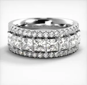 2.65 ct. Princess and Round Diamond Wedding Band