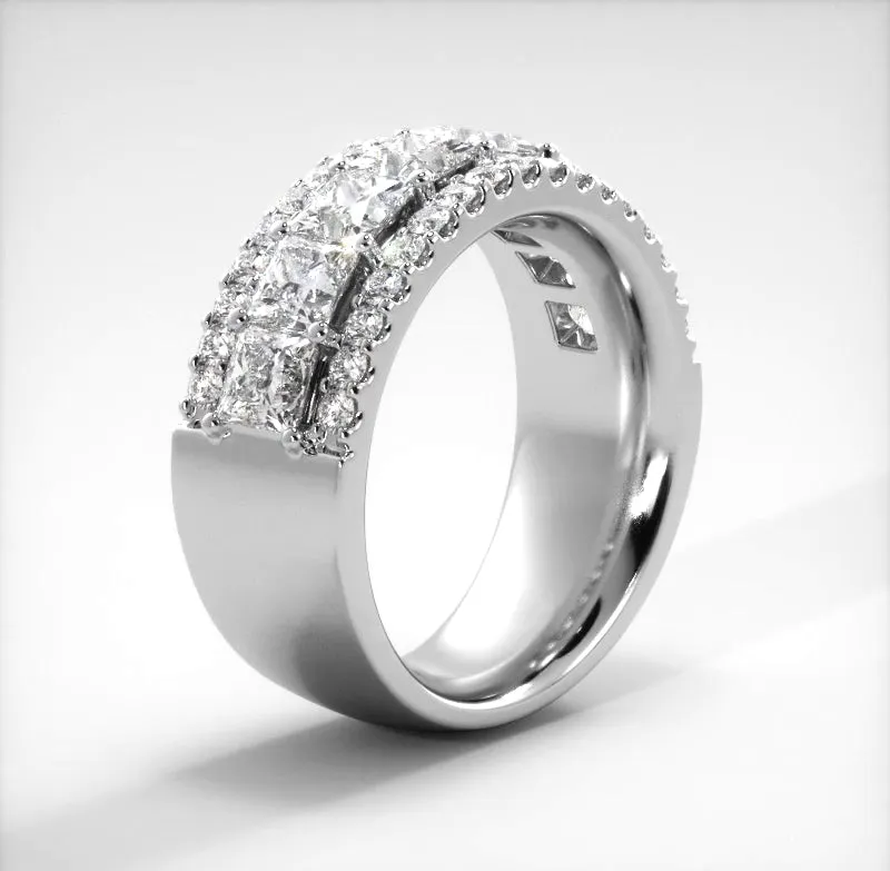 2.65 ct. Princess and Round Diamond Wedding Band