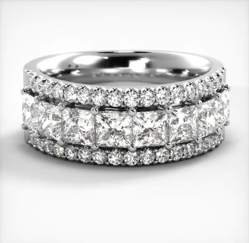2.65 ct. Princess and Round Diamond Wedding Band