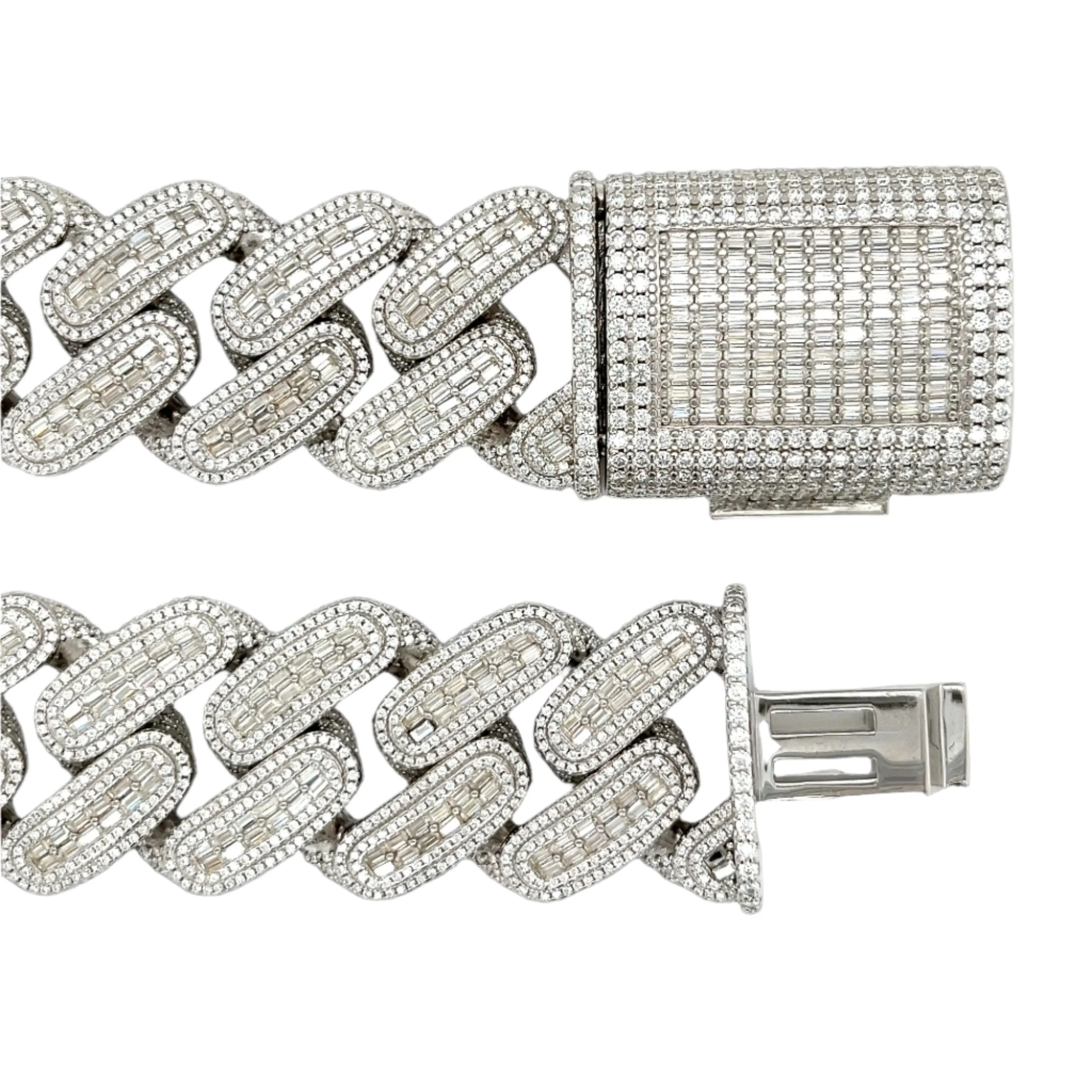 26MM Cuban Link Round & Baguette Moissanite Hip Hop Necklace Chain - M503649