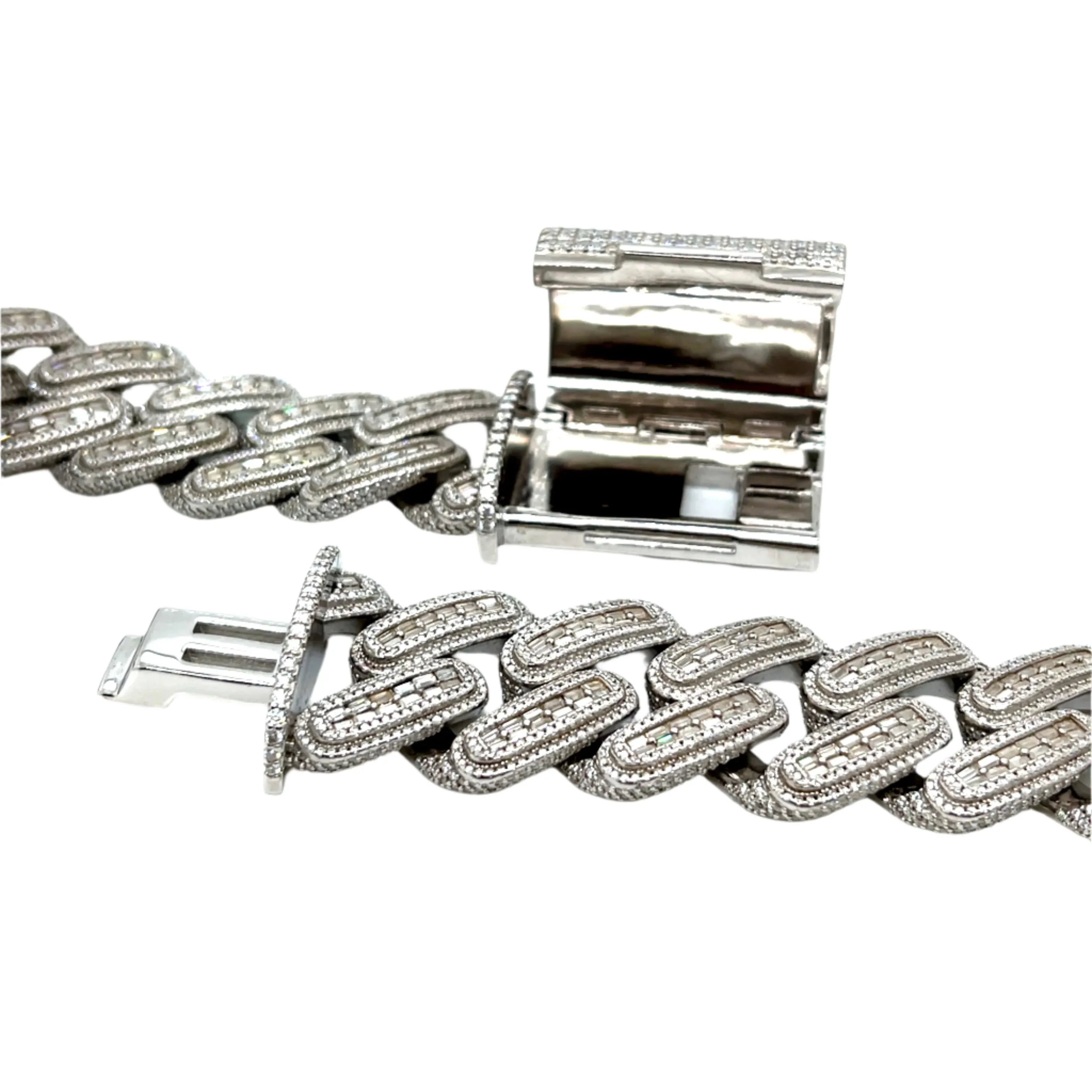 26MM Cuban Link Round & Baguette Moissanite Hip Hop Necklace Chain - M503649