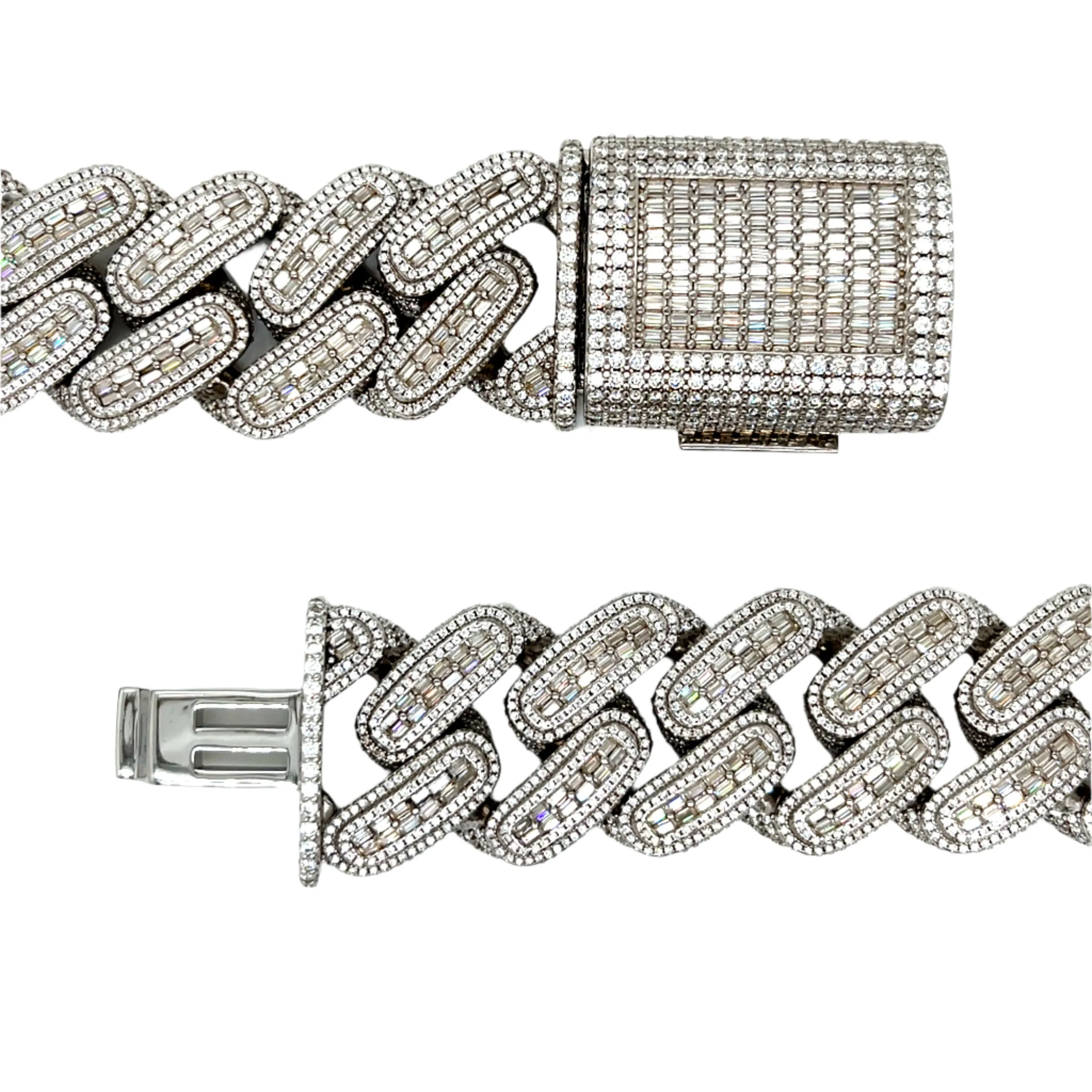 26MM Cuban Link Round & Baguette Moissanite Hip Hop Necklace Chain - M503649