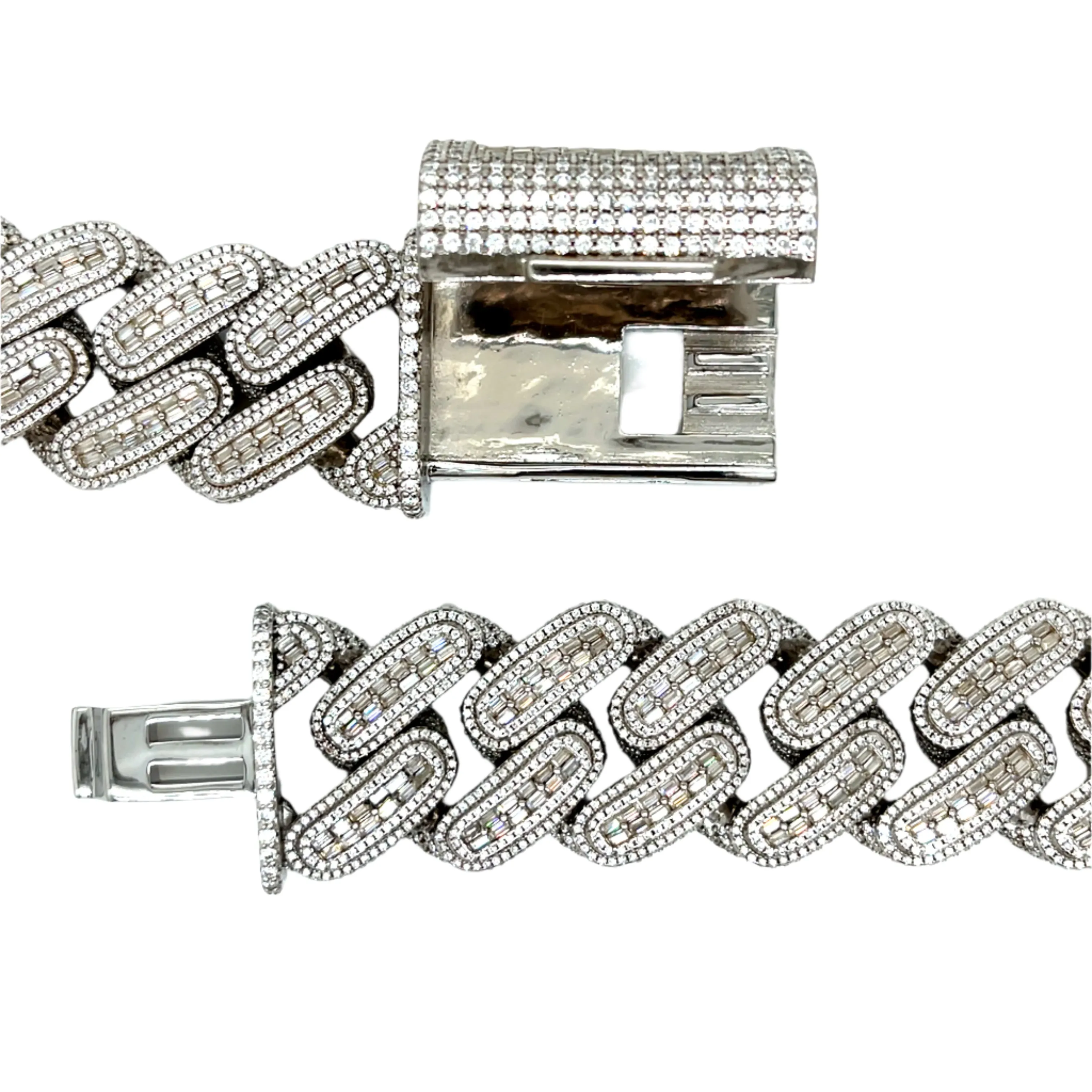26MM Cuban Link Round & Baguette Moissanite Hip Hop Necklace Chain - M503649