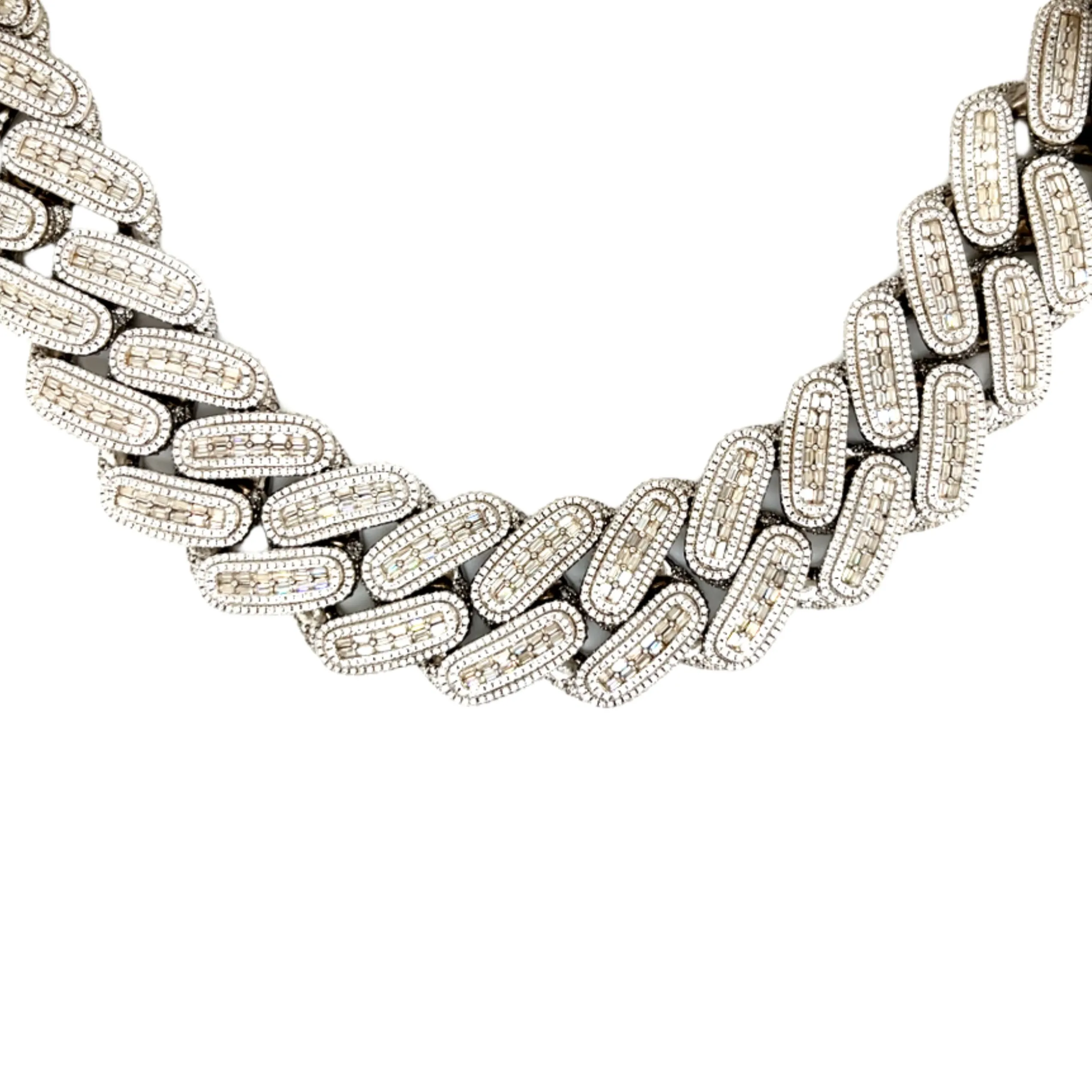 26MM Cuban Link Round & Baguette Moissanite Hip Hop Necklace Chain - M503649