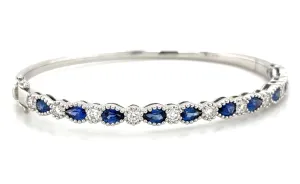 3.35ct tw Blue Sapphire & Diamond White Gold Bangle Bracelet