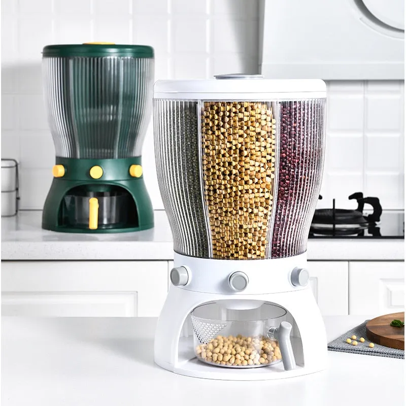 4 Rotation Rice Beans Grains Storage Kitchen Container Dispenser