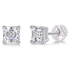 5.5mm Asscher Cut Diamond Stud Earrings