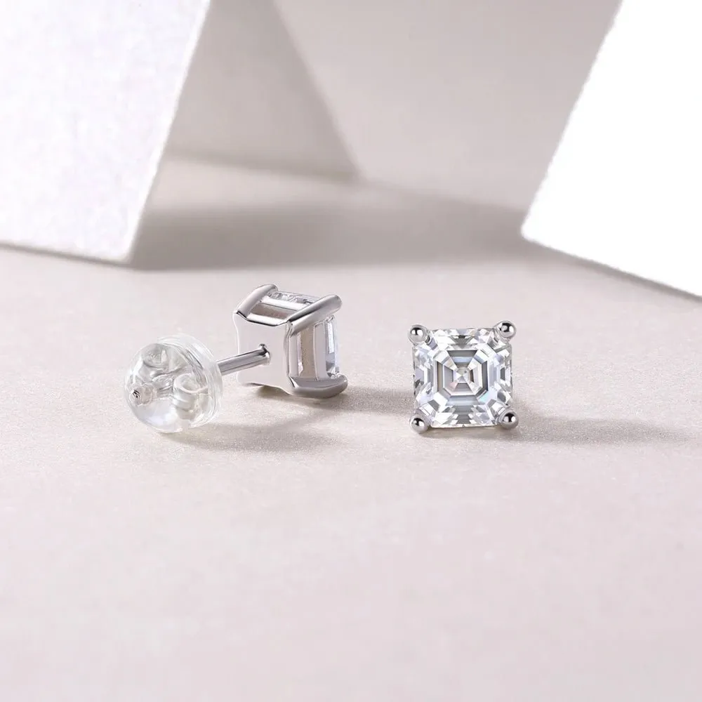 5.5mm Asscher Cut Diamond Stud Earrings