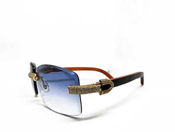 5pc Gold Diamond Set w/ Blue Tinted Lenses