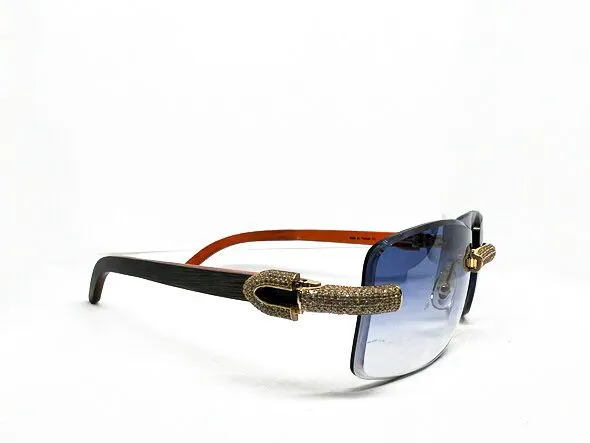 5pc Gold Diamond Set w/ Blue Tinted Lenses